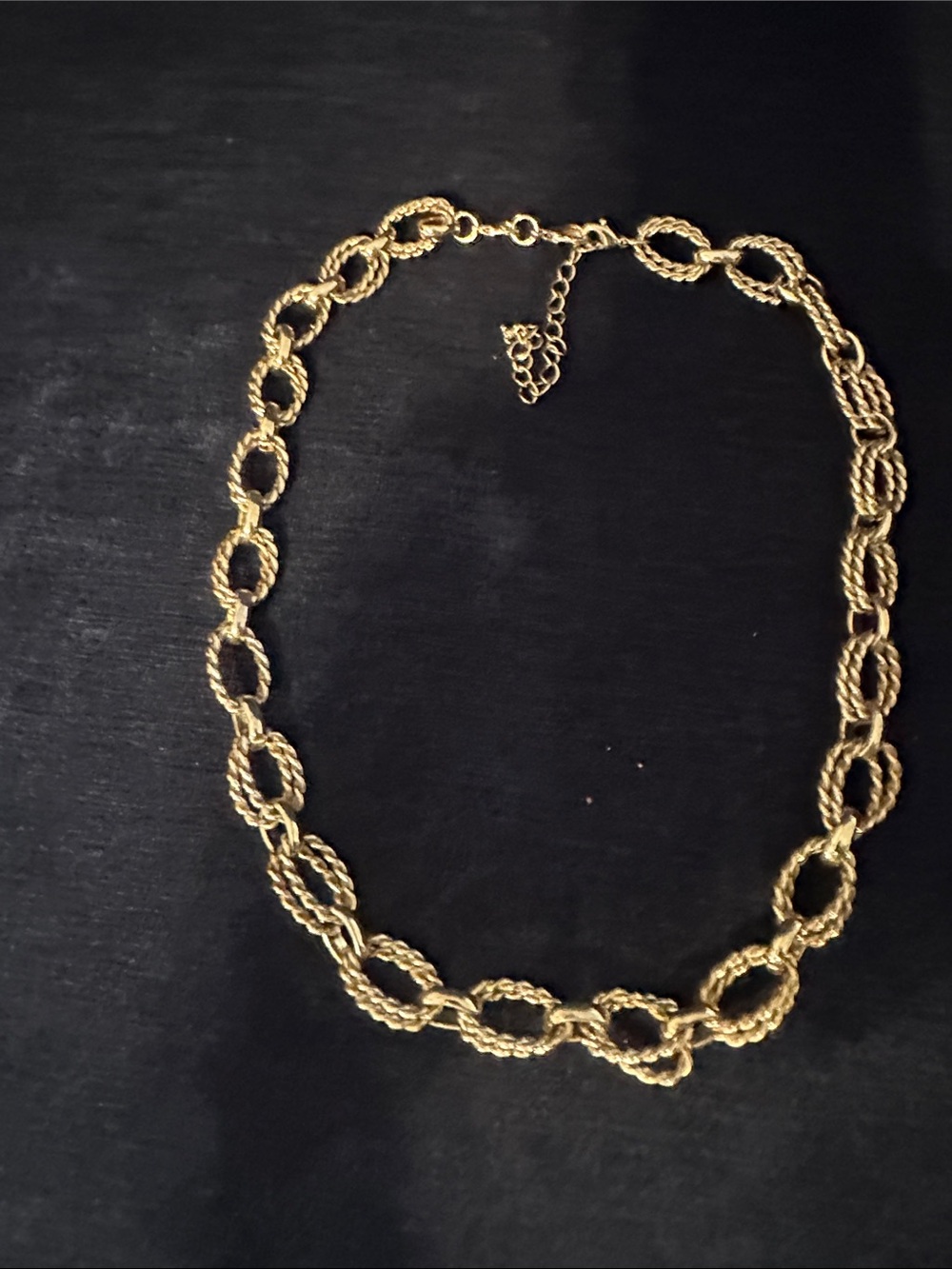 Gold Rope Link Necklace with Adjustable Chain - Women Jewelry